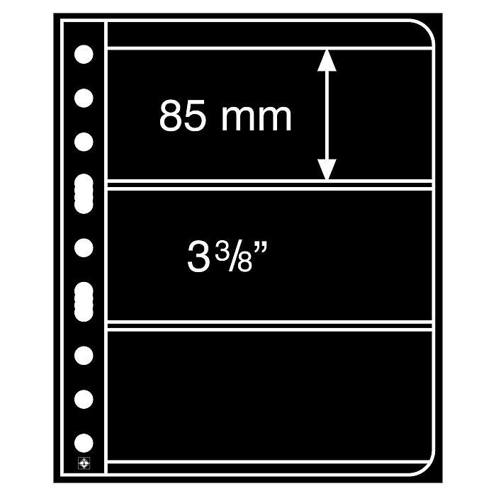 plastic pockets VARIO 3S, 3-way division, black film, 25 per pack