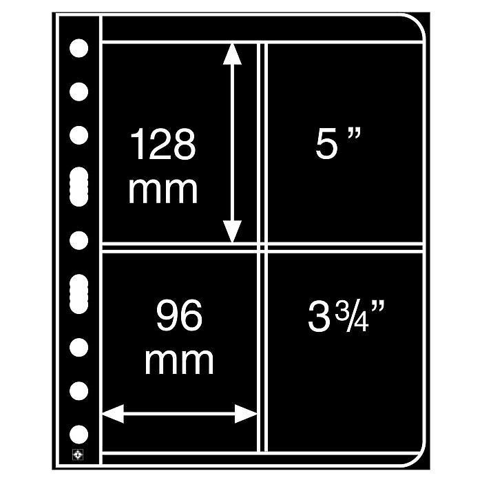 Plastic pockets VARIO, 2-way division, vertically divided, black film, 25 per pack